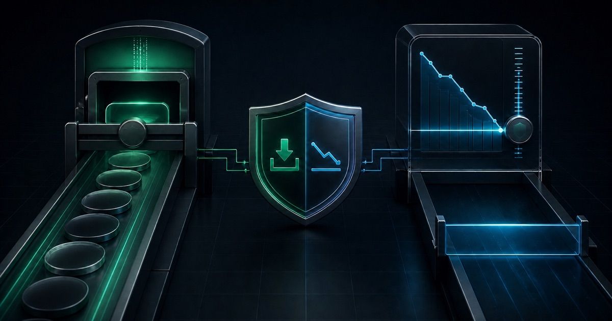 Two protected control paths compare a casino deposit gate with a loss-limit ledger in a dark financial safety illustration