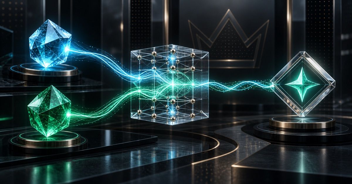 Dark editorial illustration of server and client seeds passing through a cryptographic verification gate